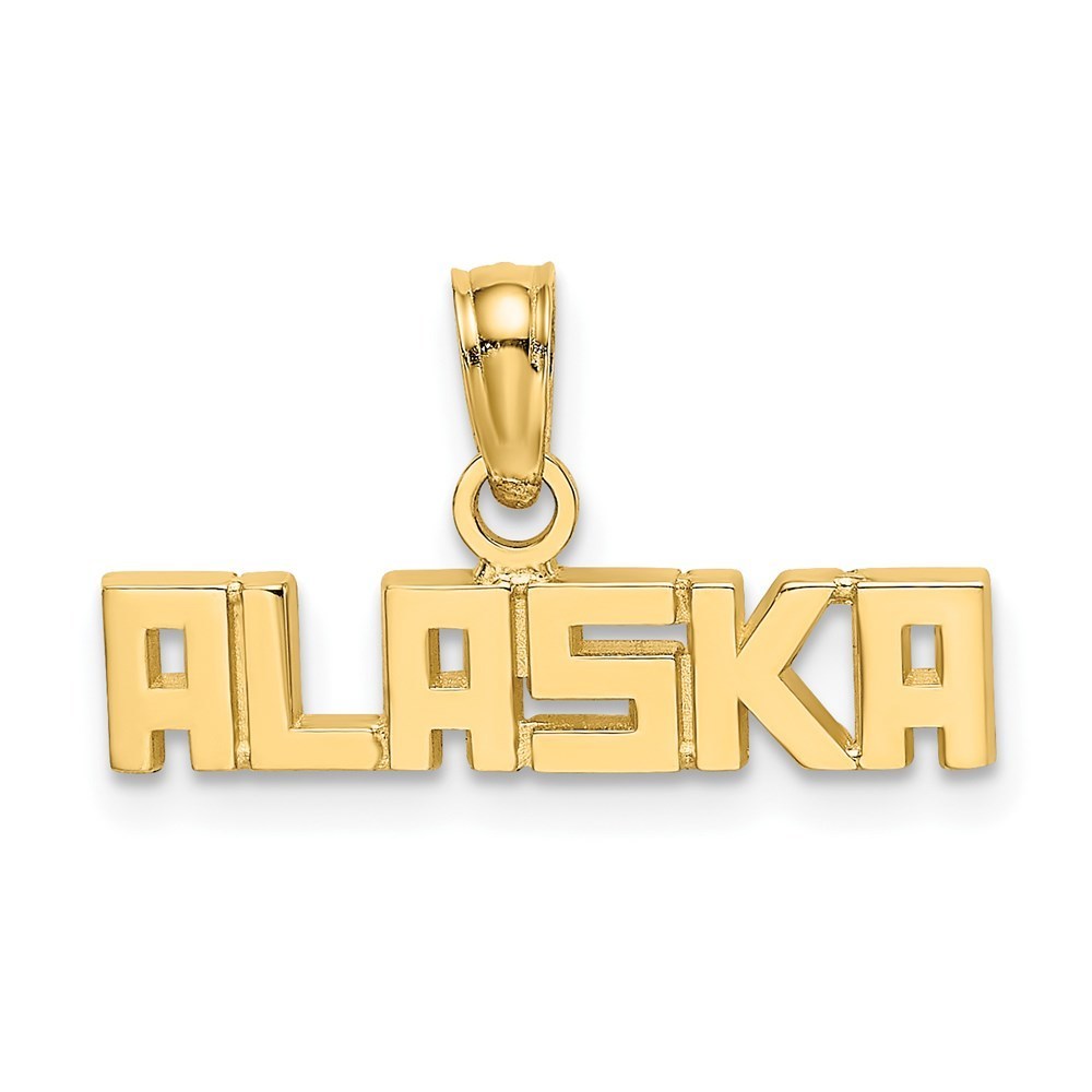 14k Yellow Gold Small Travel Polished Alaska Necklace/Bracelet Charm Pendant